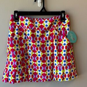 Tzu Tzu Vibrant Pink and Yellow Kenley Mini Skort